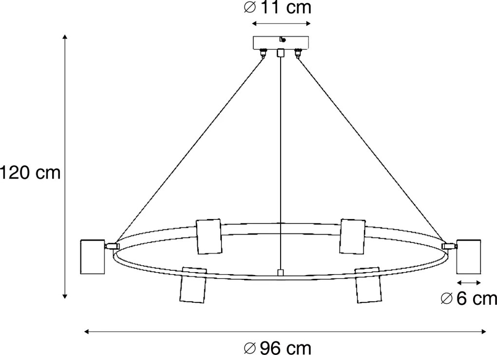 Lampada a sospensione smart in legno con cerchio bianco a 6 luci con WiFi GU10 - Jeana Circle