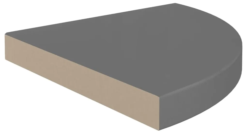 Scaffali angolari a parete 4 pz grigio lucido 35x35x3,8 cm mdf