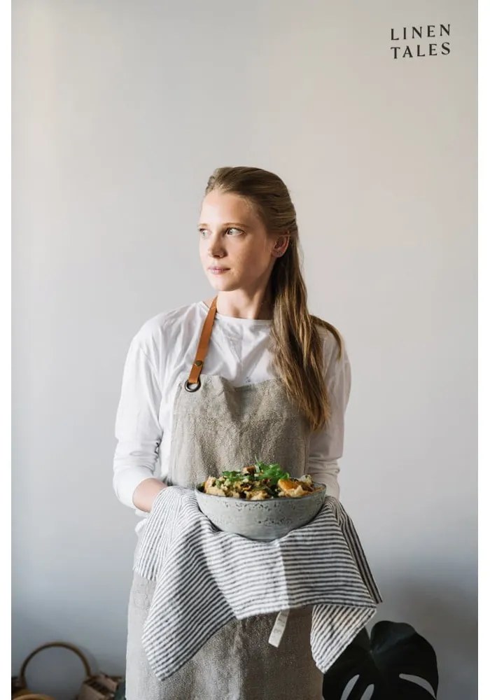 Asciugamano di lino 45x65 cm Thin Black Stripes - Linen Tales