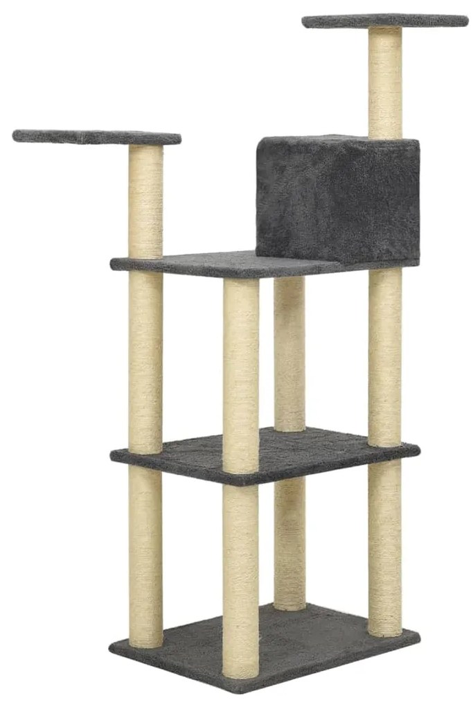 Albero per gatti con tiragraffi in sisal grigio scuro 119 cm