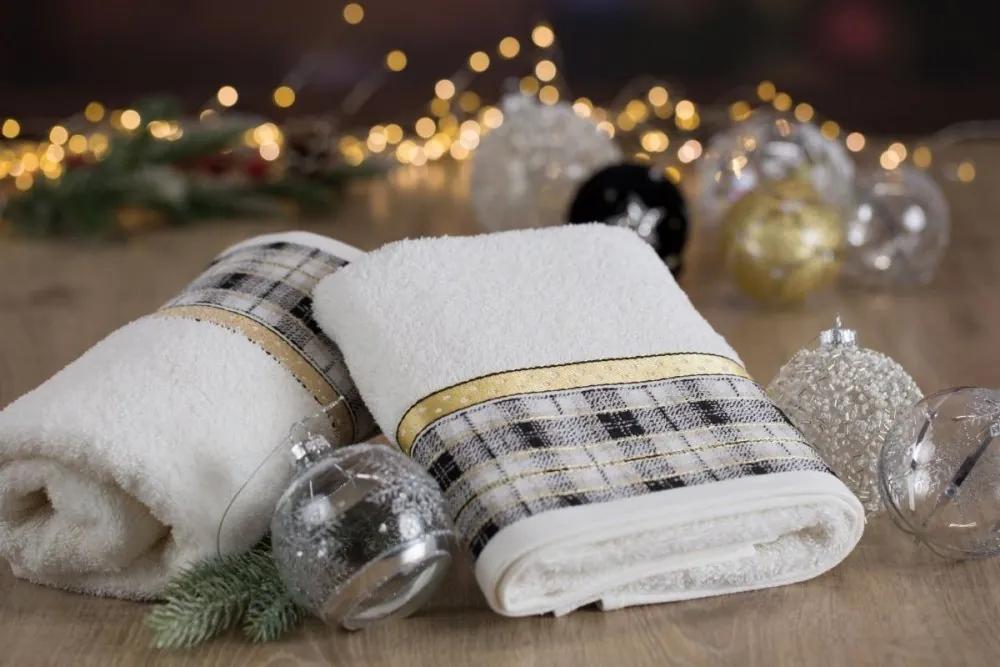 Asciugamano natalizio in cotone bianco con bordo jacquard Šírka: 50 cm | Dĺžka: 90 cm