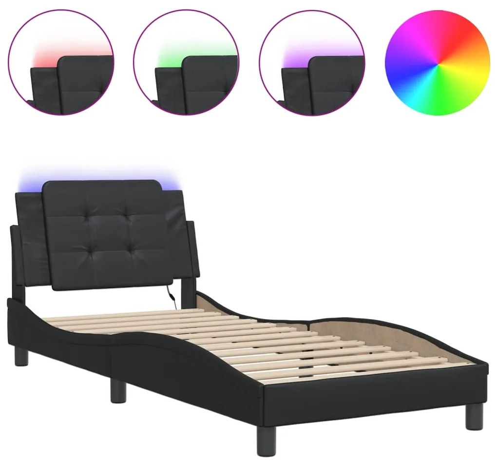 Giroletto con luci led nero 90x200 cm in similpelle