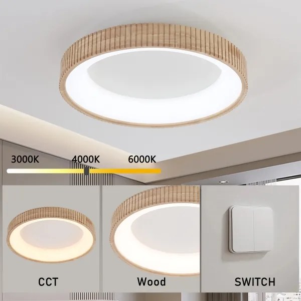 Brilagi - Plafoniera LED FALCON WOOD MODERN LED/40W/230V Ø 60 cm, finitura in legno
