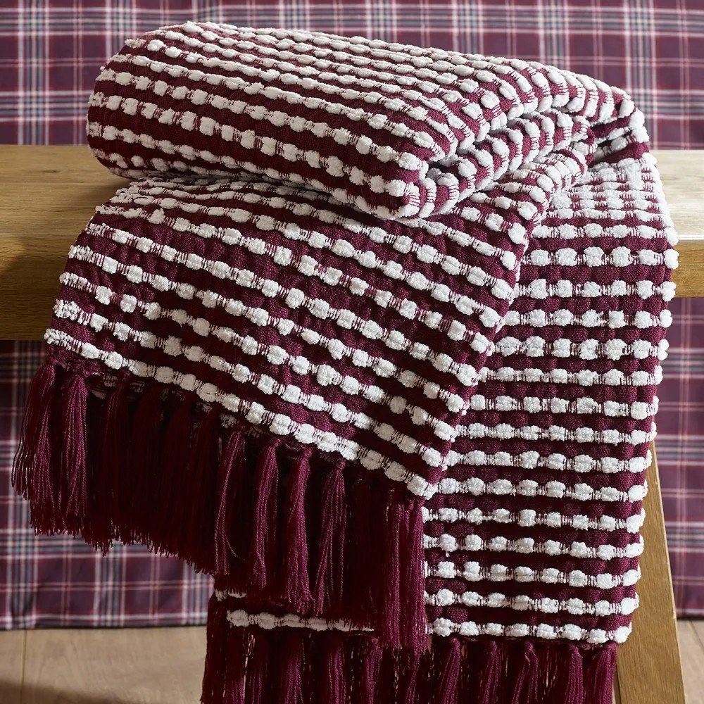 Coperta burgundy 125x150 cm Stab Stitch – Catherine Lansfield