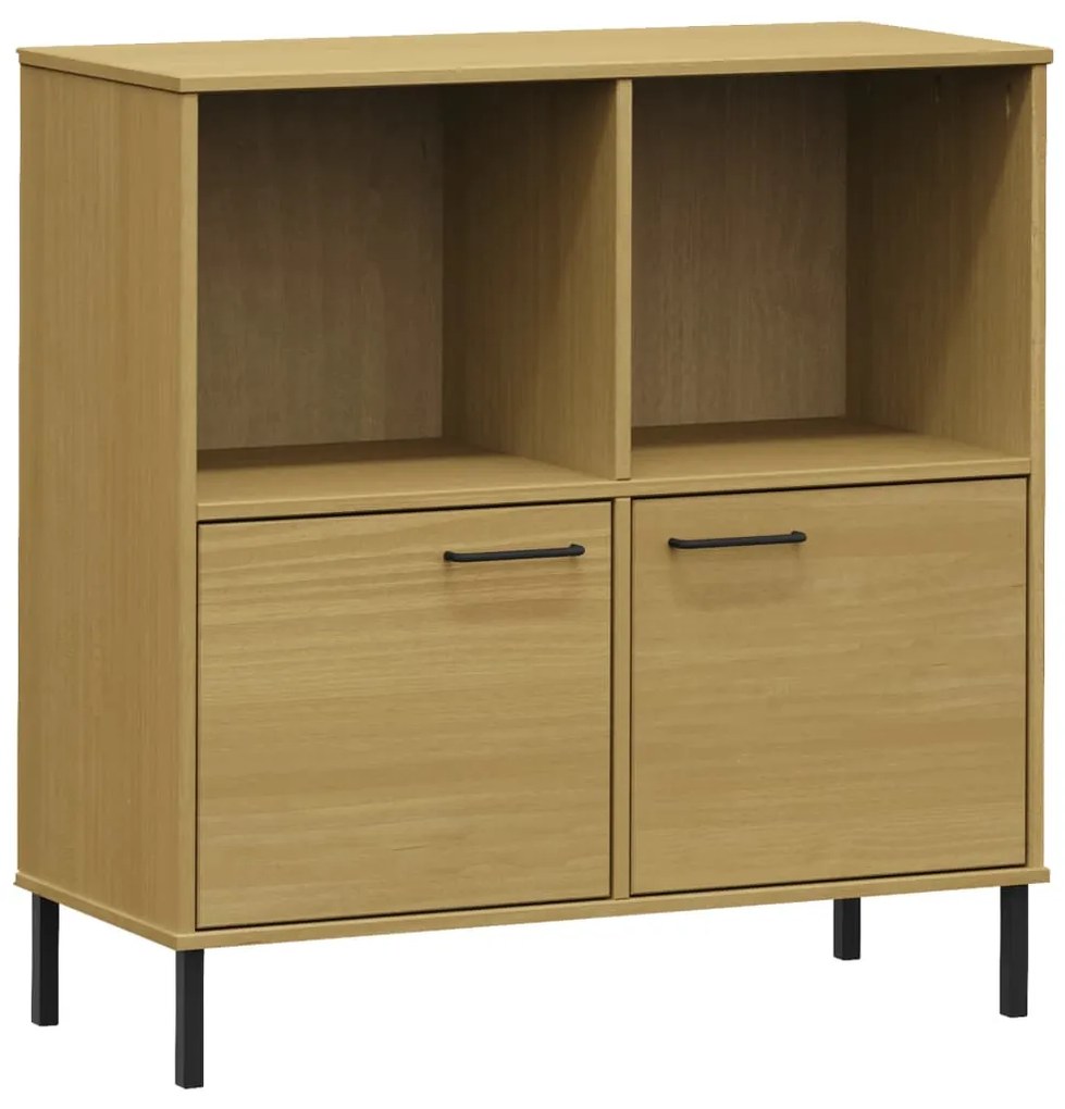 Libreria con gambe metallo marrone 90x35x90,5 cm massello oslo