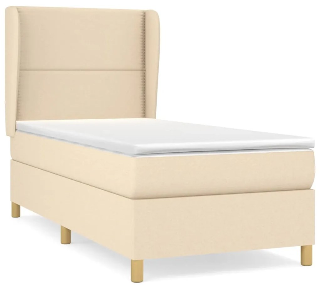 Giroletto a molle con materasso crema 90x200 cm intessuto