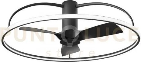 Plafoniera led ventilatore magnus nero 80w 9400lm cct 3000k-4000k-6...