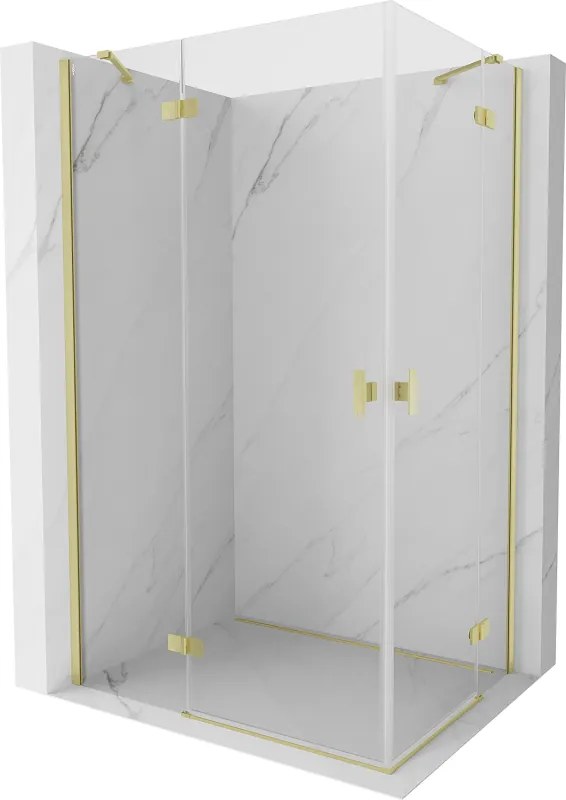 Mexen Mist-H Duo cabina doccia con porta a battente sinistra 100 x 90 cm, trasparente, oro spazzolato - 8A5-100L-090P-55-00