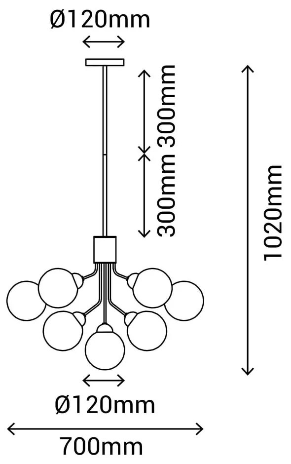 Apparecchio a sospensione in bianco e nero, altezza 102 cm Musa - SULION