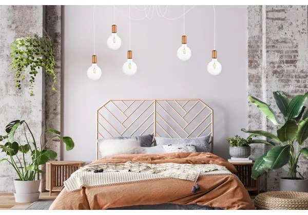 Lampadario a sospensione con filo MIROS 5xE27/60W/230V ragno bianco/rame