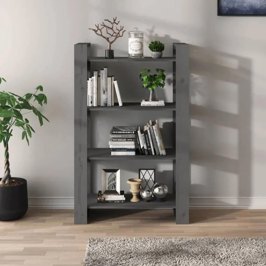 Libreria/divisorio grigio 80x35x125 cm legno massello di pino