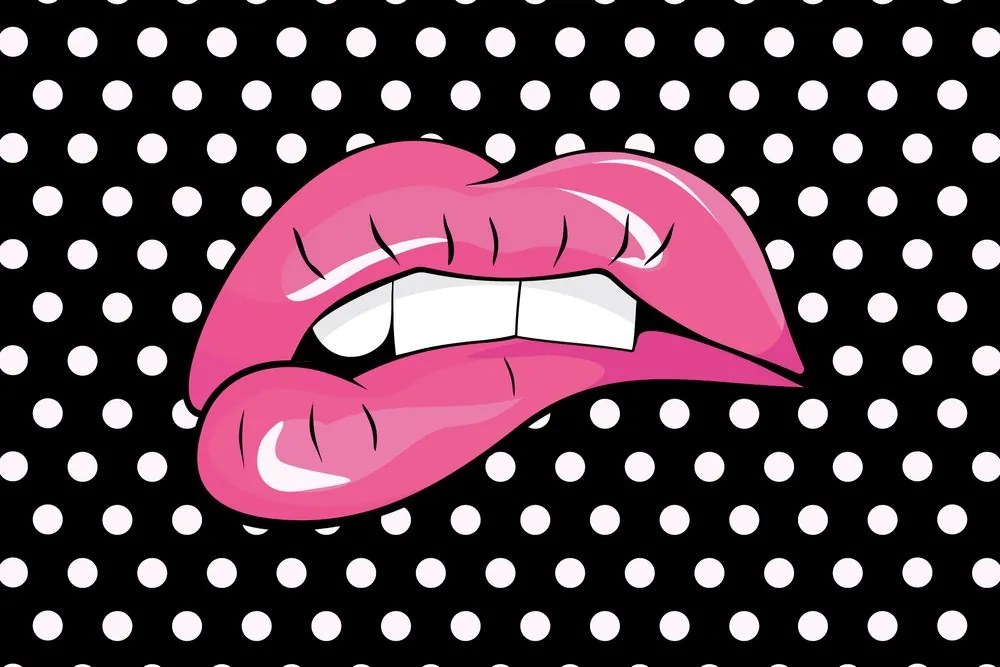 Carta da parati autoadesiva – Labbra rosa pop art