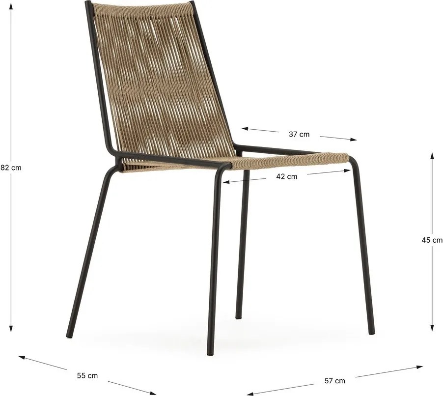 Sedie da pranzo in set beige in metallo impilabili 2 pz Emily – Marckeric