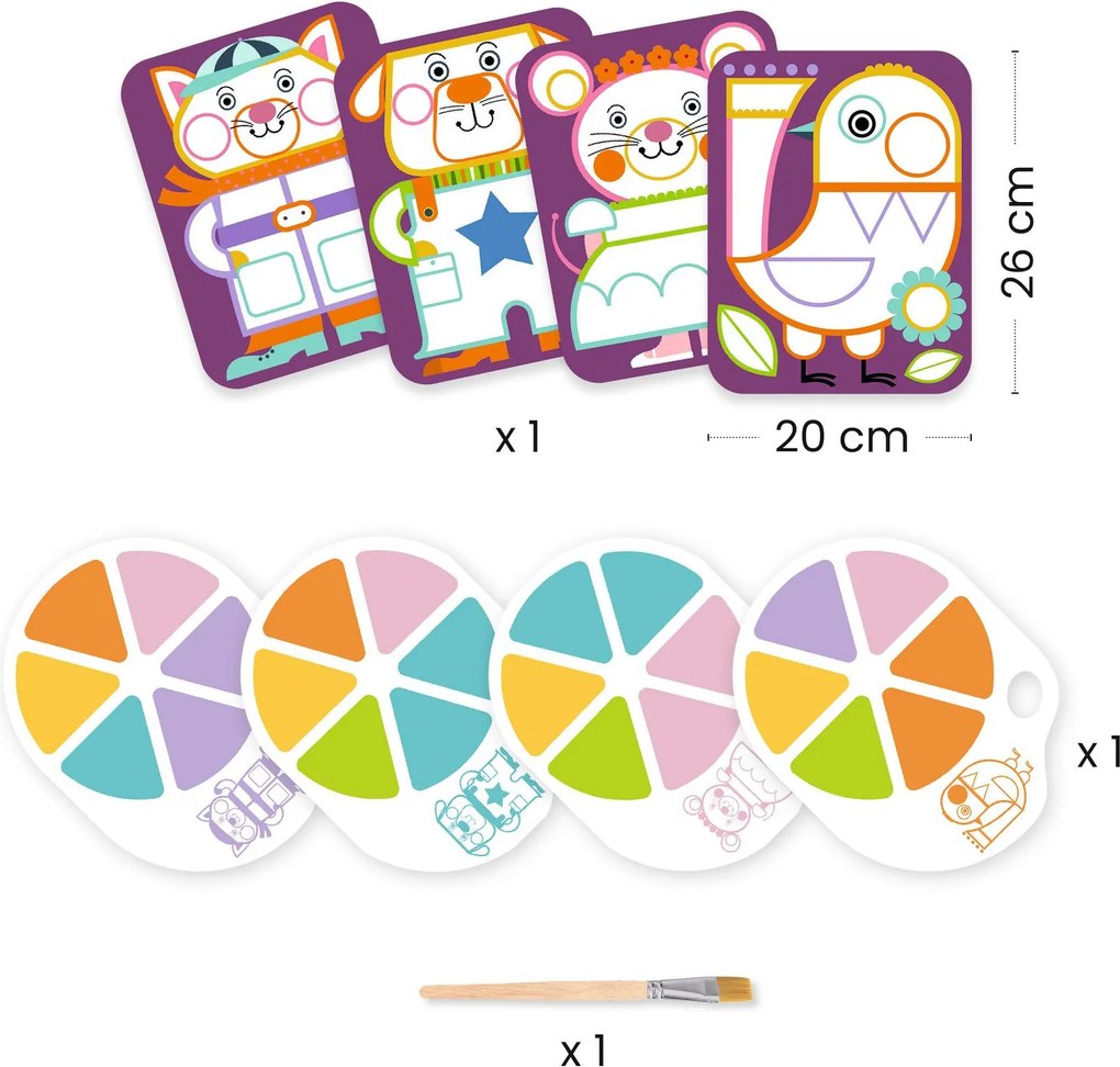 Pittura con tavolozza - animali colorati