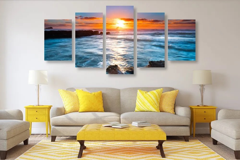 Quadri 5 pezzi – Sole sul mare
