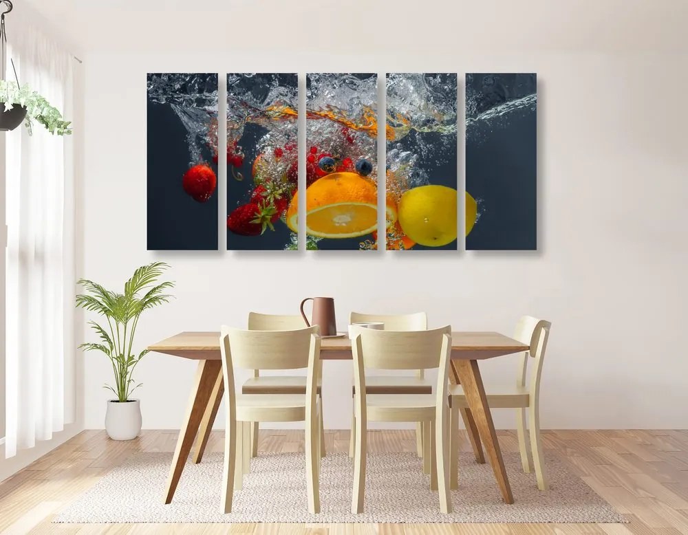 Quadri 5 pezzi – Frutta nell'acqua