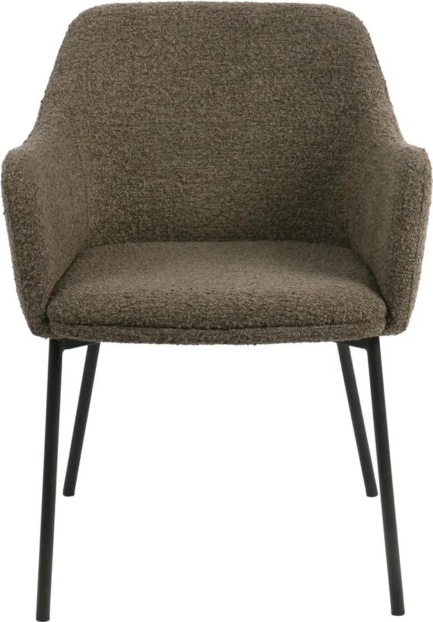 Sedia da pranzo marrone in imbottito con braccioli Melilla – House Nordic