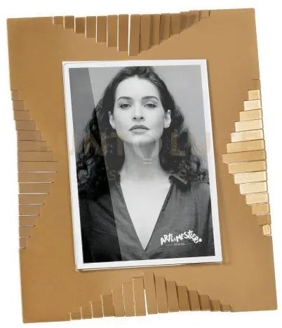 Portafoto di design riviera piccolo oro laccato in ferro e polimeti...