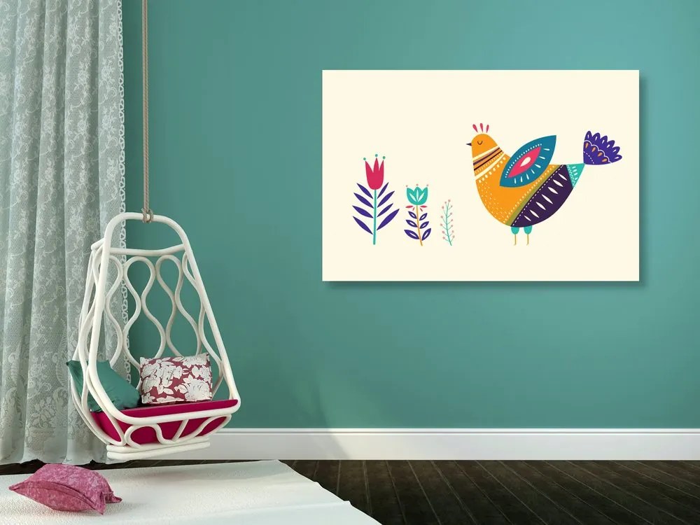 Quadro su tela – Gallinella in stile folk