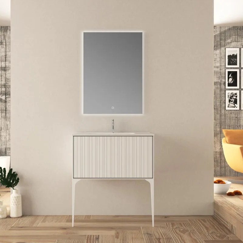 Mobile da bagno sotto lavabo BADEN HAUS DOMINO bianco opaco L 80 x H 43 x P 46 cm 1 cassetto, lavabo non incluso
