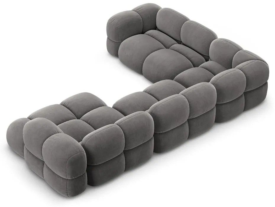 Divano angolare grigio (con penisola a sinistra/a U) con rivestimento in velluto Loretto – Cosmopolitan Design