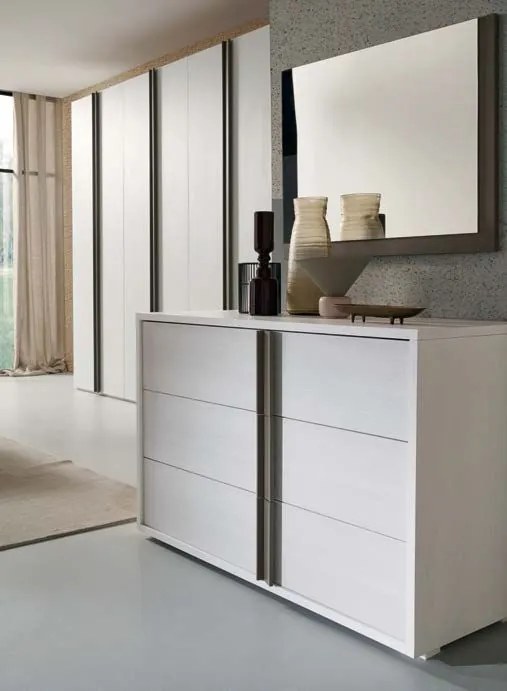 Camera matrimoniale Terry linea Domino finitura Noce Bianco e Grigio Londra