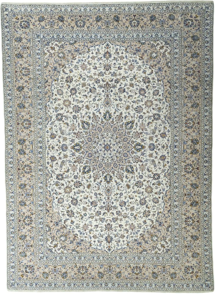 Kashan Tappeto 410 x 290 Beige (Iran) Annodato A Mano