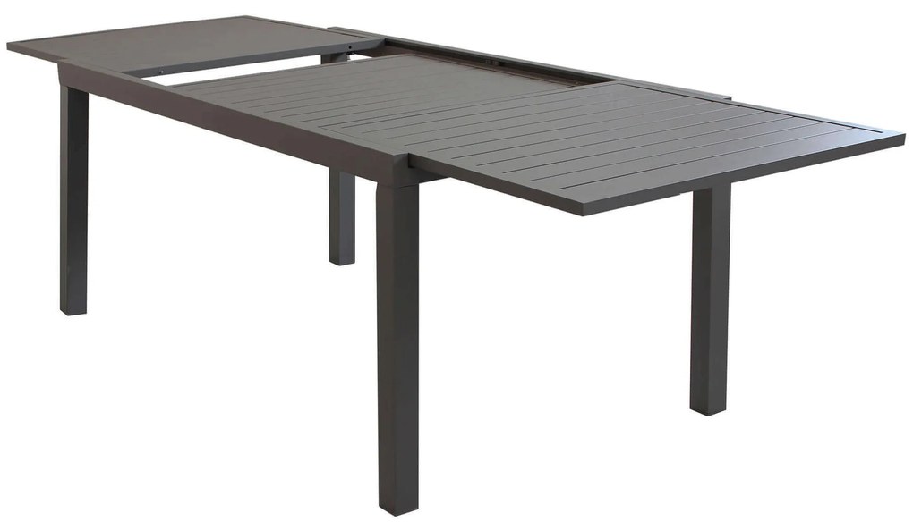 DEXTER - set tavolo in alluminio cm 160/240 x 90 x 75 h con 4 poltrone Aulus