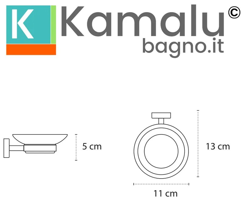 Kamalu - Portasapone in acciaio inox satinato e vetro installazione a muro | Monde-S