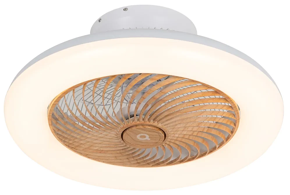 Ventilatore Da Soffitto Tibet LED Mantra 65 Cm Legno/Bianco - Con Telecomando, Motore DC E Luci Regolabili