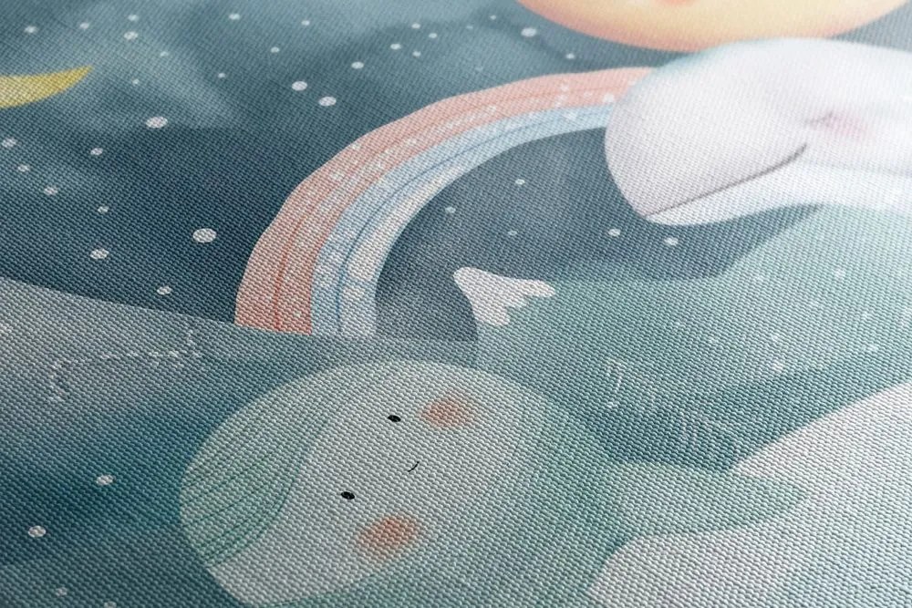 Stampa su tela – Per bambini: animali nel paesaggio innevato