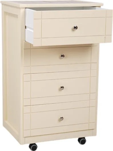 Carrello Cassettiera Giada con piano mattonelle in ceramica AVORIO