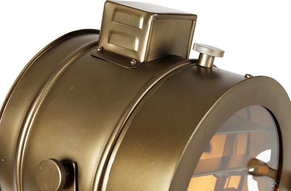 Lampada da terra a treppiede smart bronzo con faretto da studio in legno incl. WiFi A60 - Radient