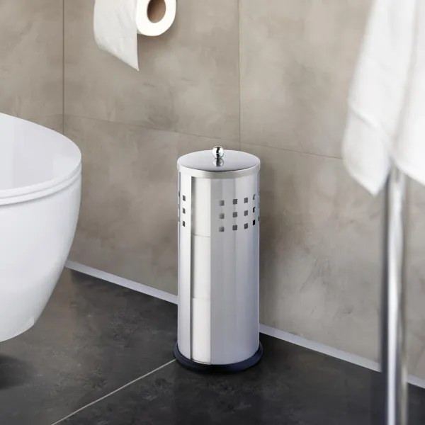 WENKO 16636100 - Porta carta igienica ANCONA 13x34 cm in acciaio inossidabile/argento