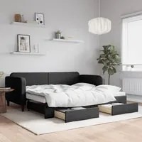 Divano Letto Estraibile con Cassetti Nero 90x200 cm in Tessutocod mxl 82721