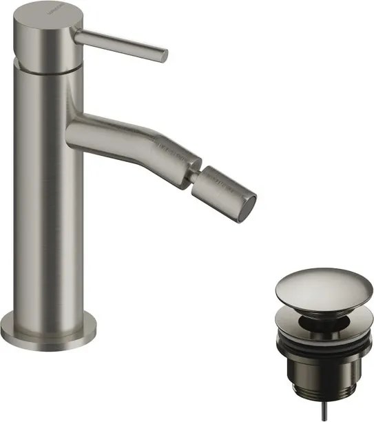 Rubinetto per bidet getto laminare cristallino LOOP SANYCCES argento spazzolato lucido