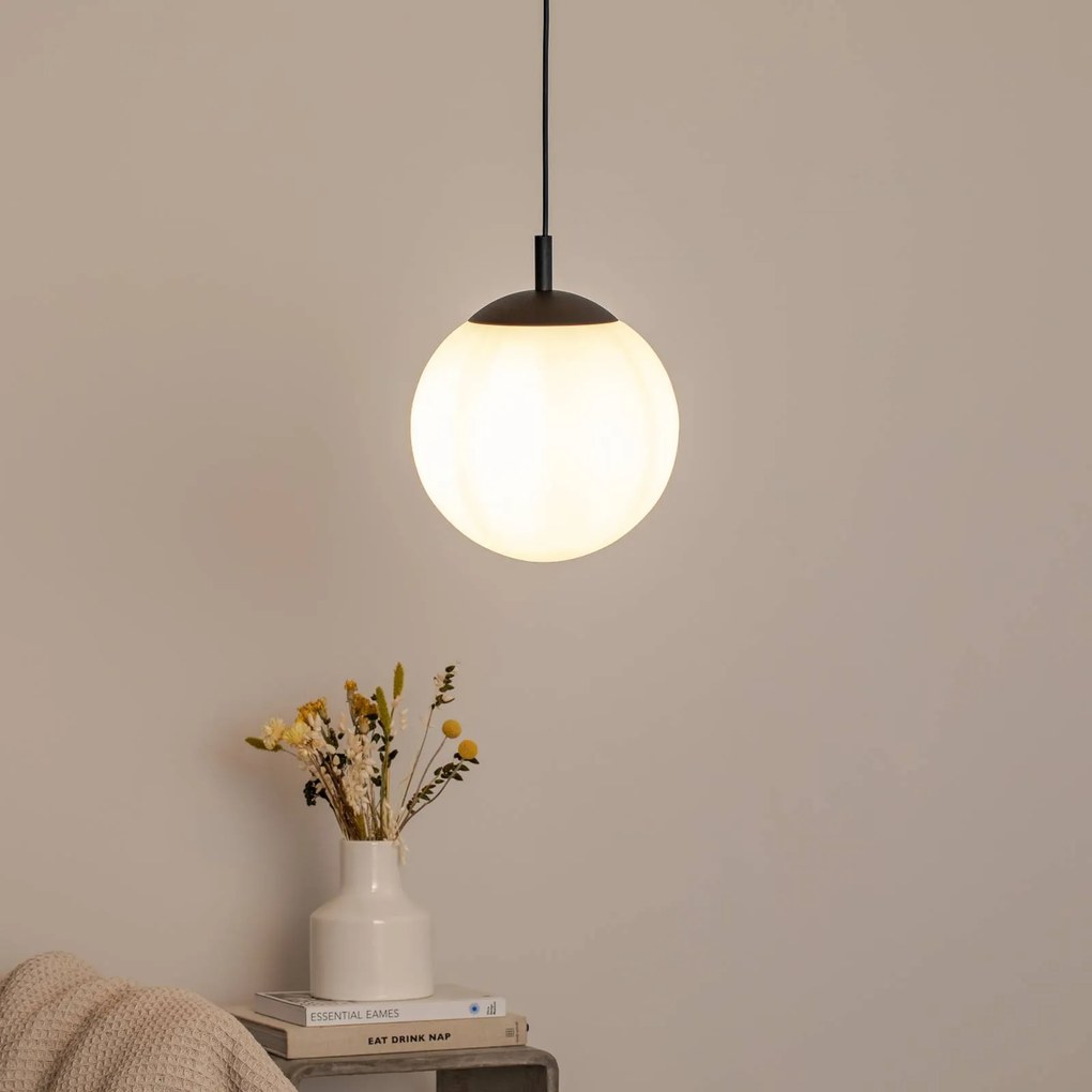 TK Lighting Lampada a sospensione Esme, vetro opalino, 1 luce, Ø 25 cm
