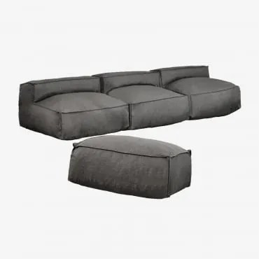 Divano Modulare E Pouf In 3 Pezzi Dojans Grigio Granito - Sklum