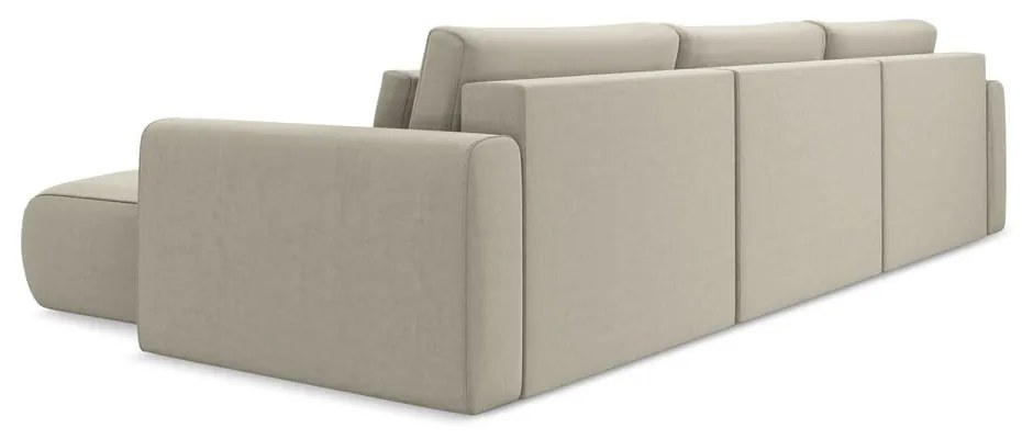 Divano angolare beige allungabile/con contenitore (a U) con rivestimento in velluto Kapua – Makamii