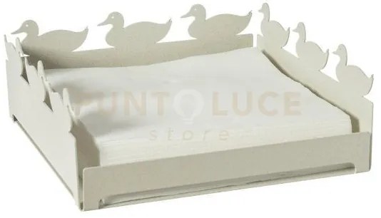 Portatovaglioli grande duck avorio in ferro 21x21x8hcm