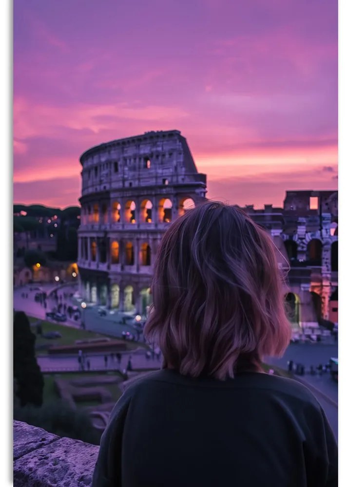 Quadro su tela – Donna con vista sul Colosseo