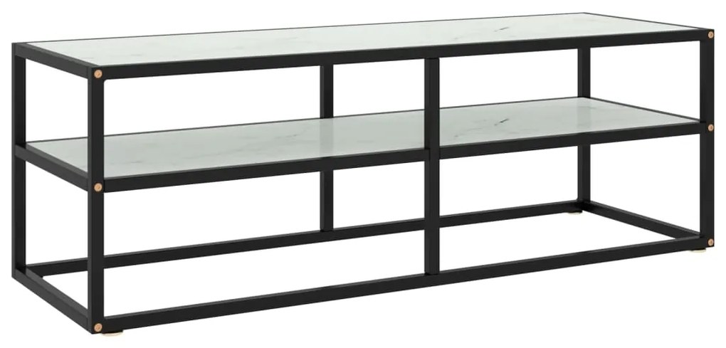 Mobile Tv Nero Con Vetro Bianco Marmo 120x40x40 Cm /