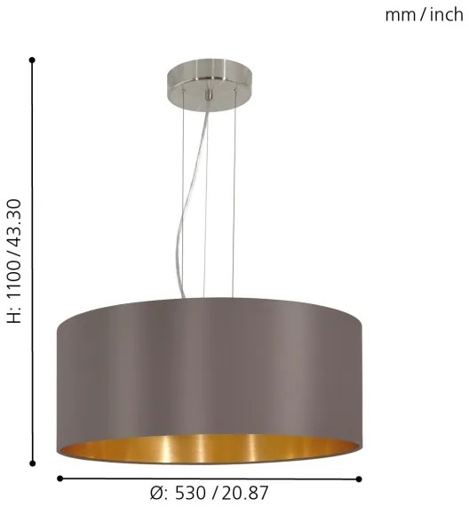 Eglo 31608 - Lampadario a sospensione con filo MASERLO 3xE27/60W/230V