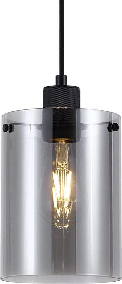 Lampada a sospensione di design nera con vetro fumé - Domo