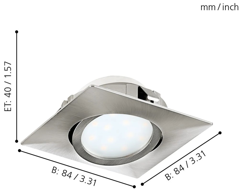 Faretto Ad Incasso Contemporaneo Pineda Policarbonato Nichel Satinato Led 4,9W