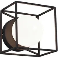 Applique Interno con Vetro a Sfera Bianca e Cubo in Metallo Gabbia GD Trio