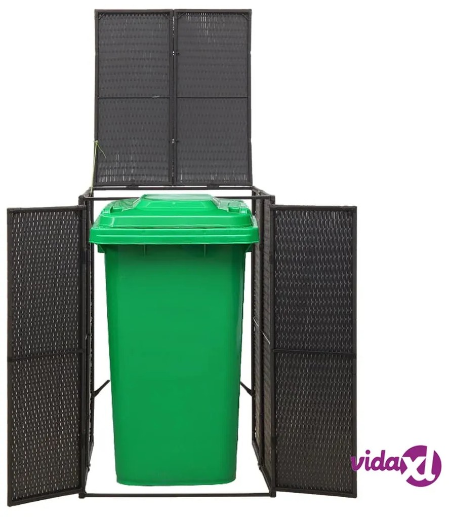 vidaXL Copribidone Singolo Nero 70x80x117 cm in Polyrattan