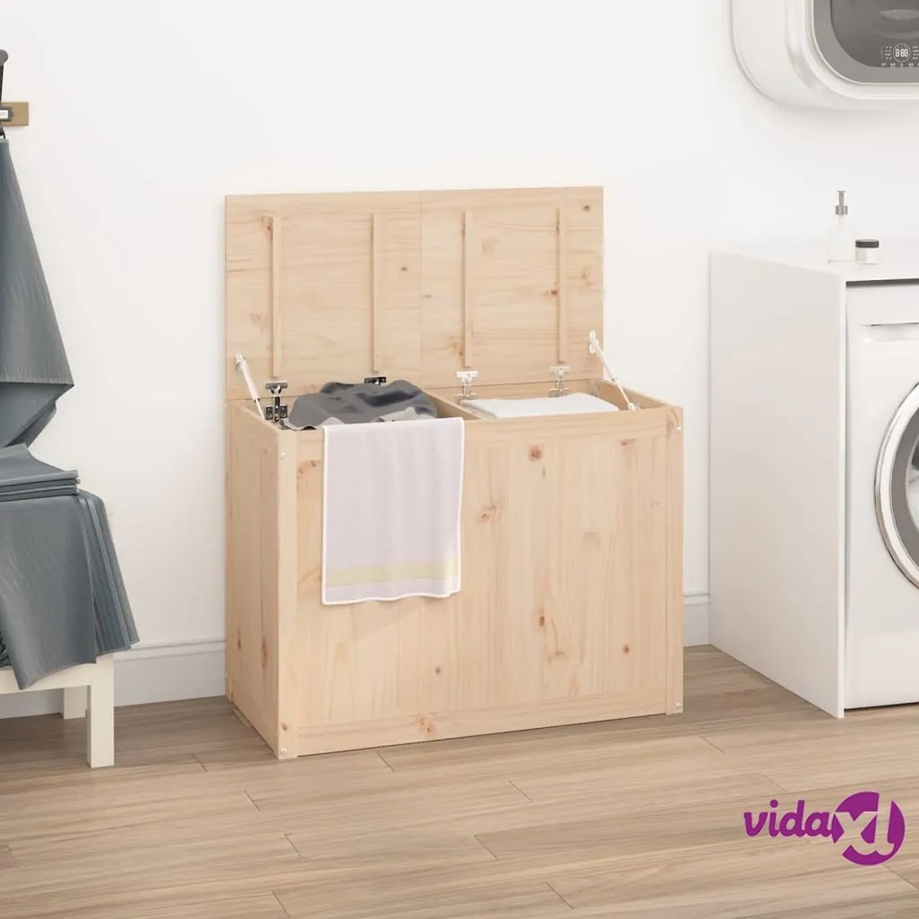 vidaXL Contenitore per Bucato 88,5x44x66 cm Legno Massello Pino