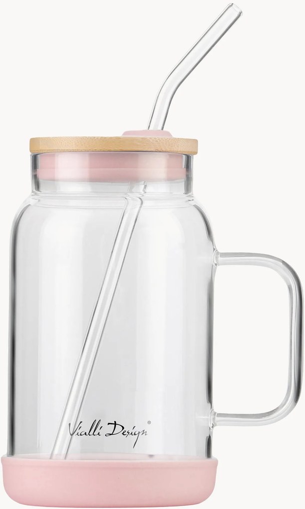 Barattolo in vetro borosilicato con cannuccia Fuori