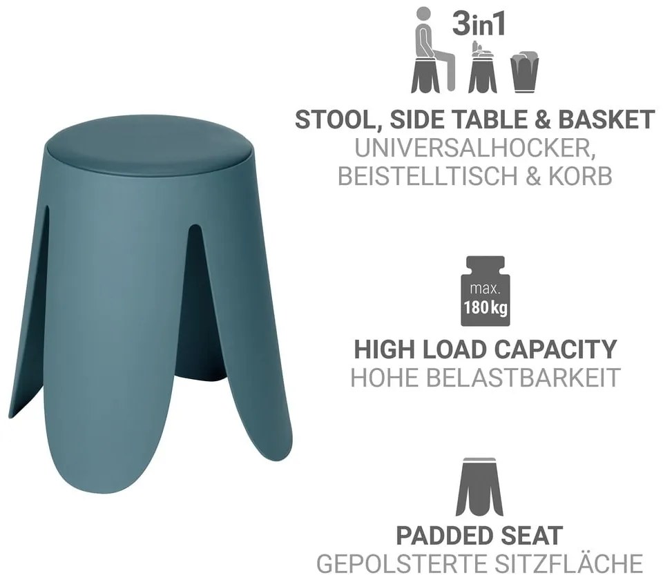 Sgabello color petrolio in plastica impilabile Comiso – Wenko